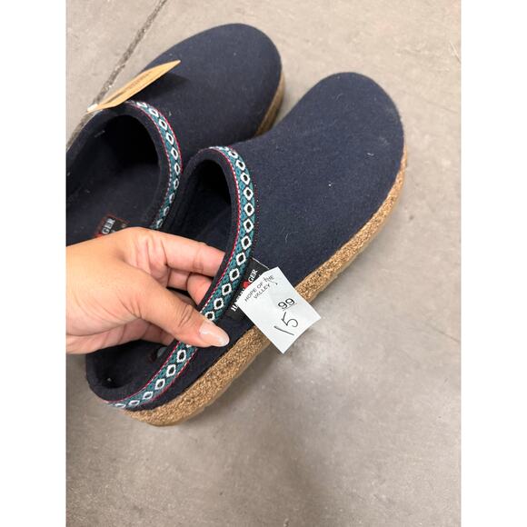 Haflinger NEW Grizzly in Navy Clog Slipper EU 43 US 10 Fall Winter Cozy Lounge - Picture 5 of 7